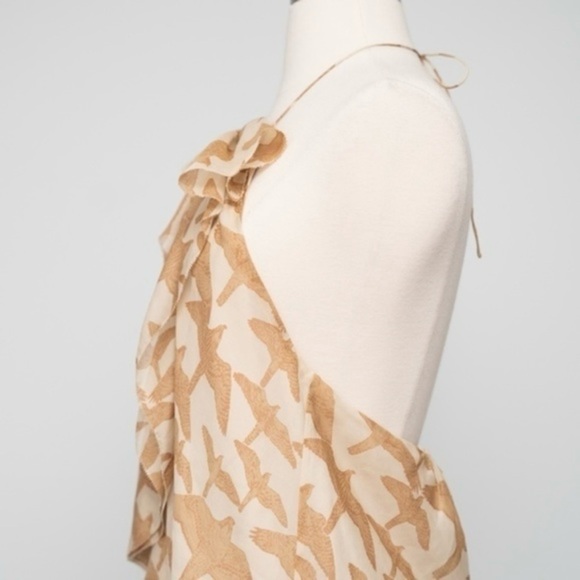 Tibi | 100% Silk Sleeveless Halter Bird Print Top, Size 6 ☀️⛱️ - Picture 6 of 10